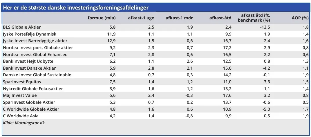 Her er de største danske investeringsforeningsforeninger