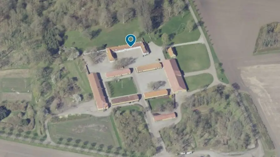 Aagaard Gods fra luften. Foto: Klimadatastyrelsen/ Screendump