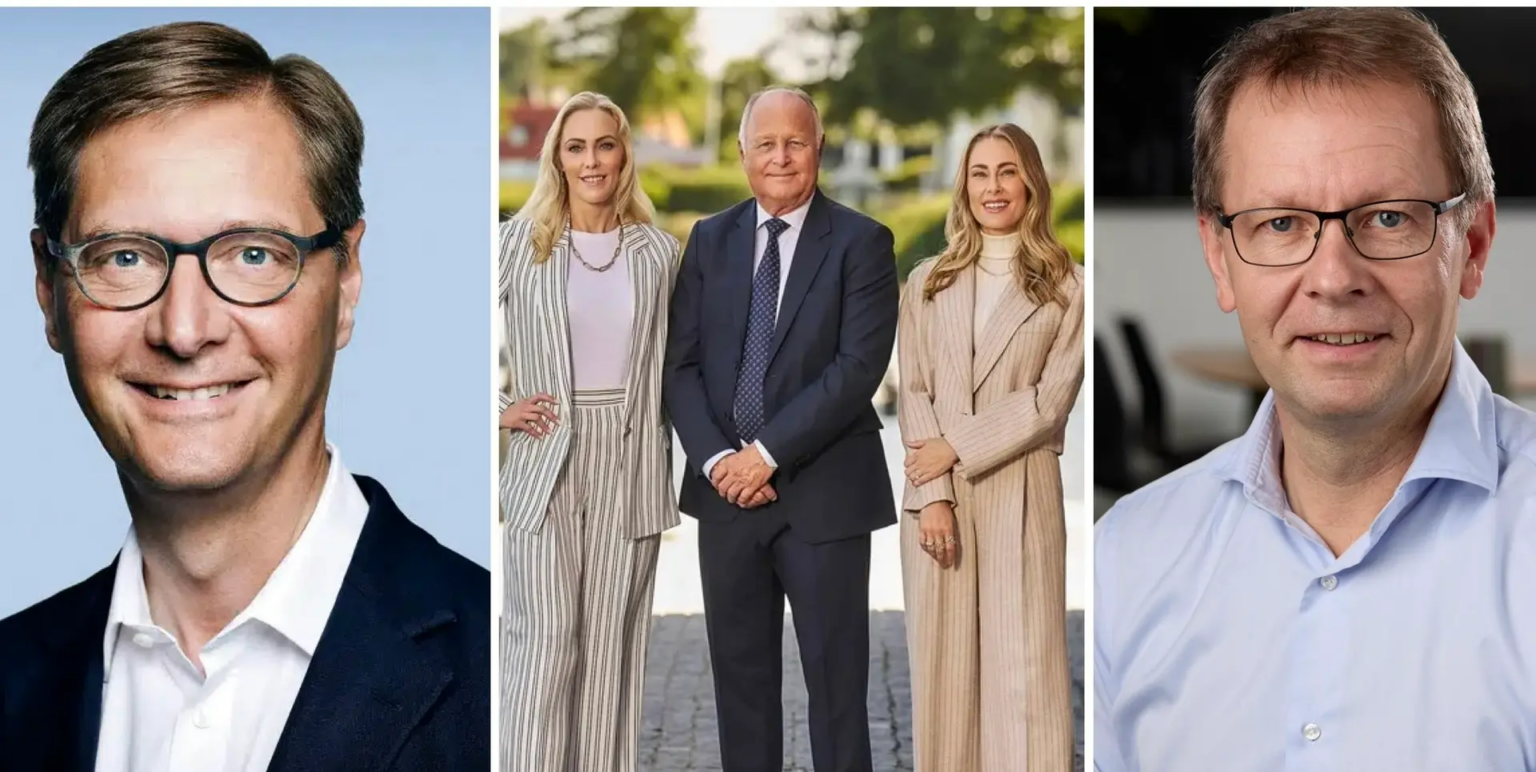 Christian Peter Dyvig (tv), Torben Østergaard-Nielsen og hans to døtre, samt Hans Christian Munck (th) er blandt Danmarks Rigeste. Foto: Pressefoto