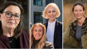 Hanni Toosbuy fra Ecco, Lego-arving Sofie Kirk Christiansen samt Torben Østergaards to voksne døtre, Nina og Mia, er blandt Danmarks rigeste kvinder. Foto: Pr-fotos.